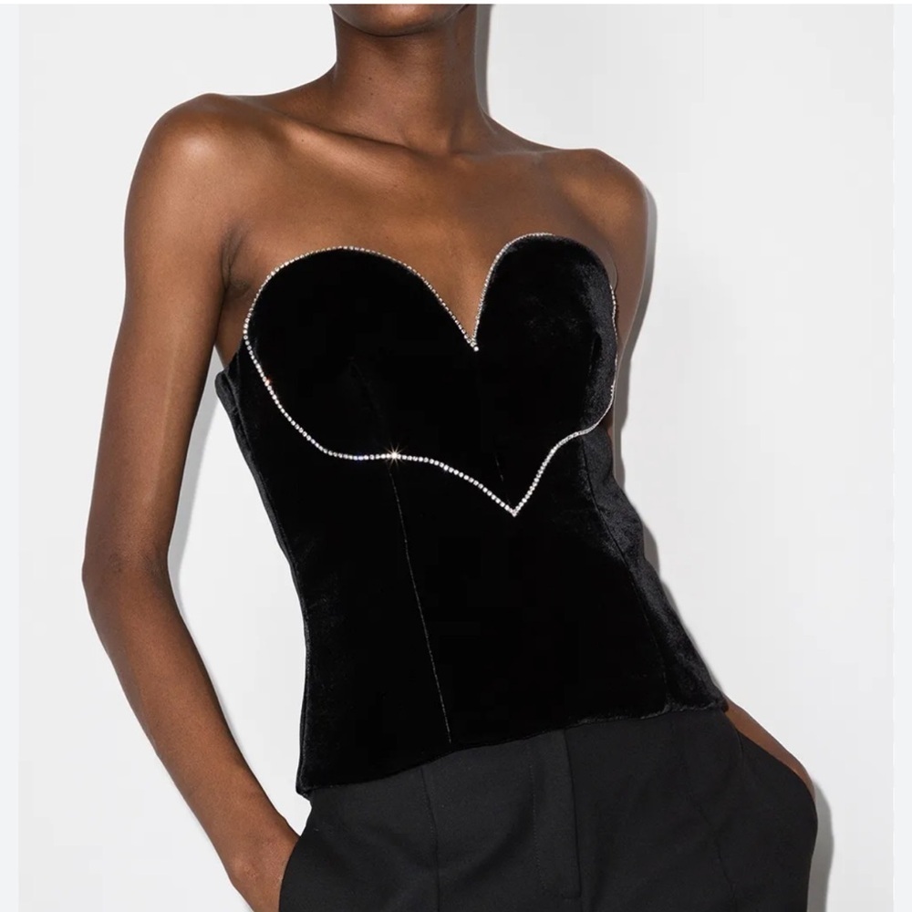 ANOUKI Love Embellished Corset Top in Black